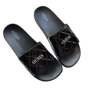 Guess Diamond Pool Slides in Black